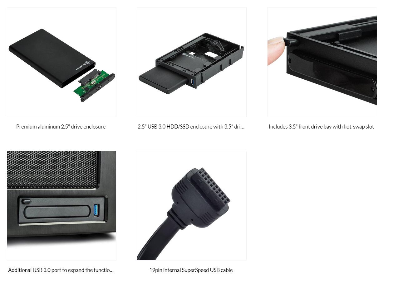 SilverStone Black MS06 2.5in USB3 External Enclosure & 3.5in Hot Swap Bay