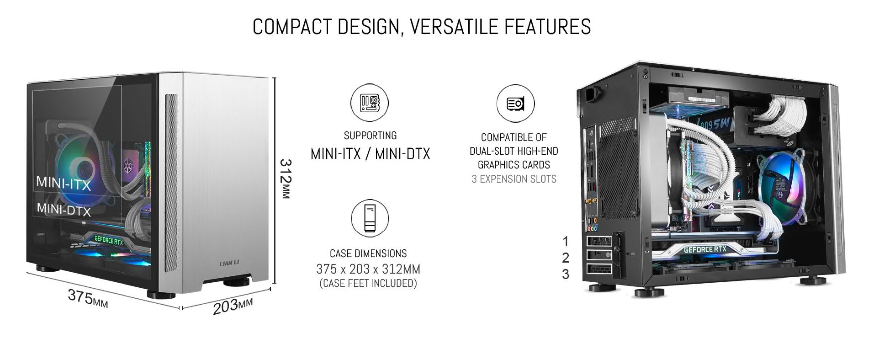 Lian Li PC-TU150 Portable Tempered Glass ITX Case - Silver