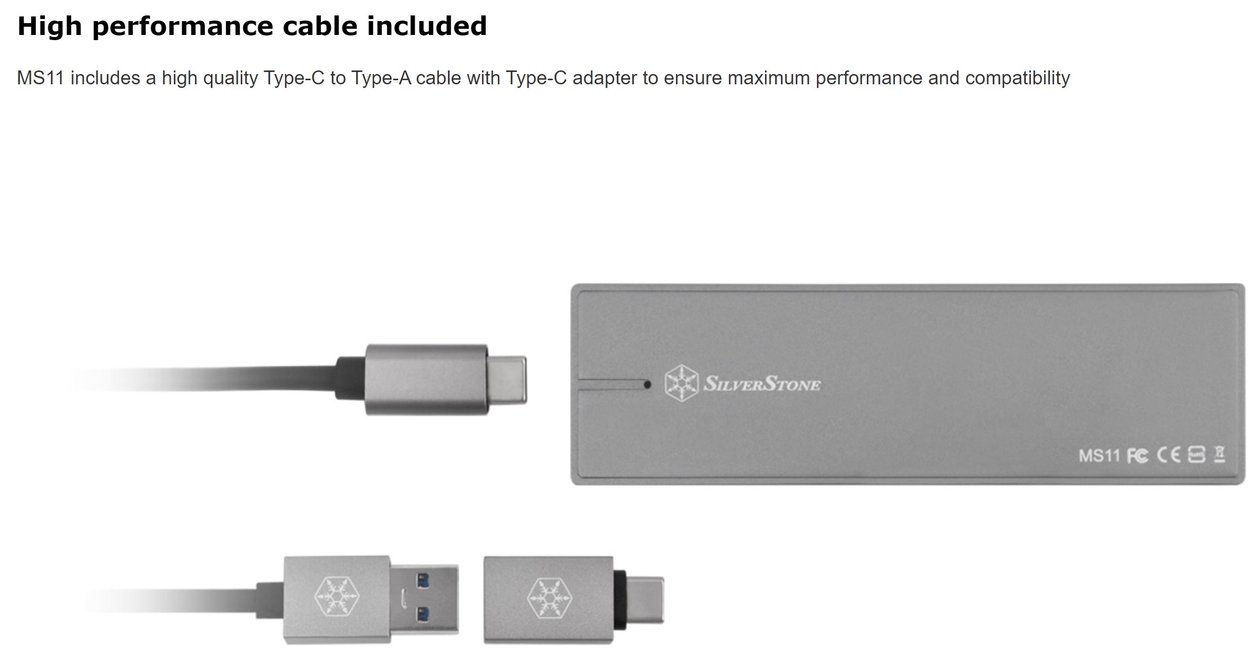 SilverStone M.2 PCIE SSD to USB 3.1 Enclosure - Charcoal (SST-MS11C)