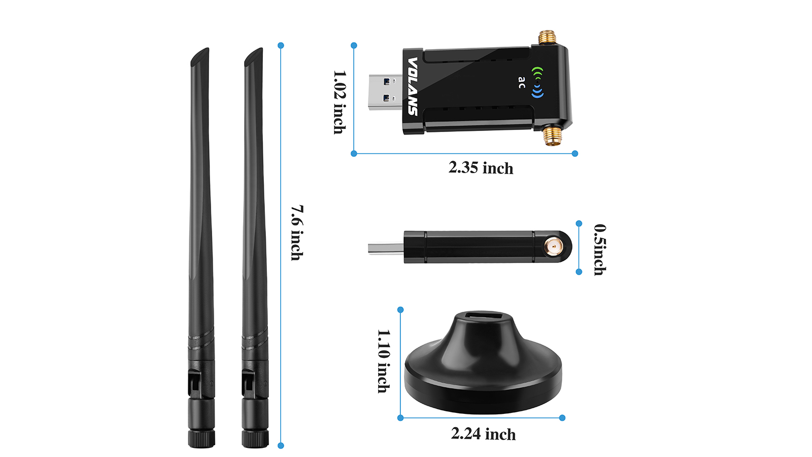 Volans UW190 AC1900 Wireless Dual Band USB Adapter (VL-UW190)