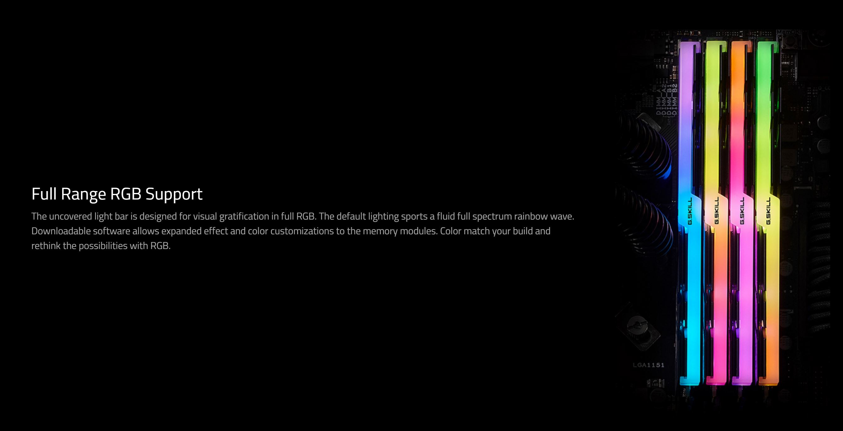 G.Skill 64GB (4x16GB) F4-3200C14Q-64GTZR Trident Z RGB 3200MHz CL14 DDR4 RAM - Black