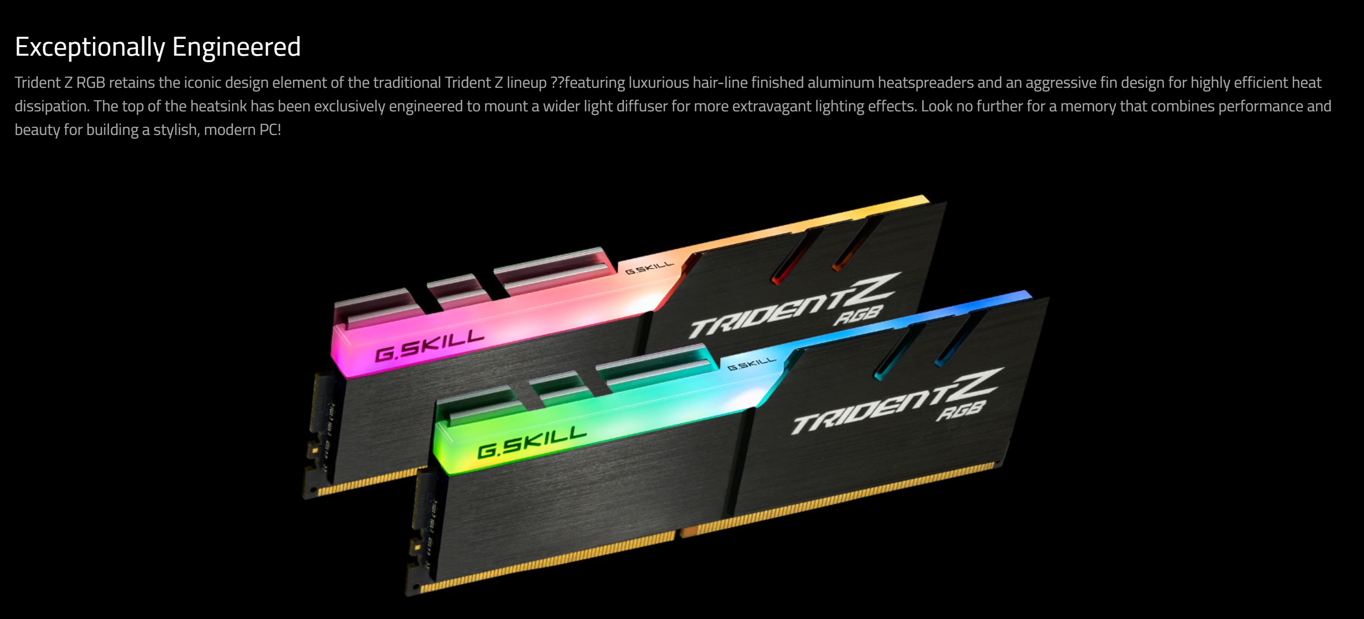 G.Skill 64GB (4x16GB) F4-3200C14Q-64GTZR Trident Z RGB 3200MHz CL14 DDR4 RAM - Black