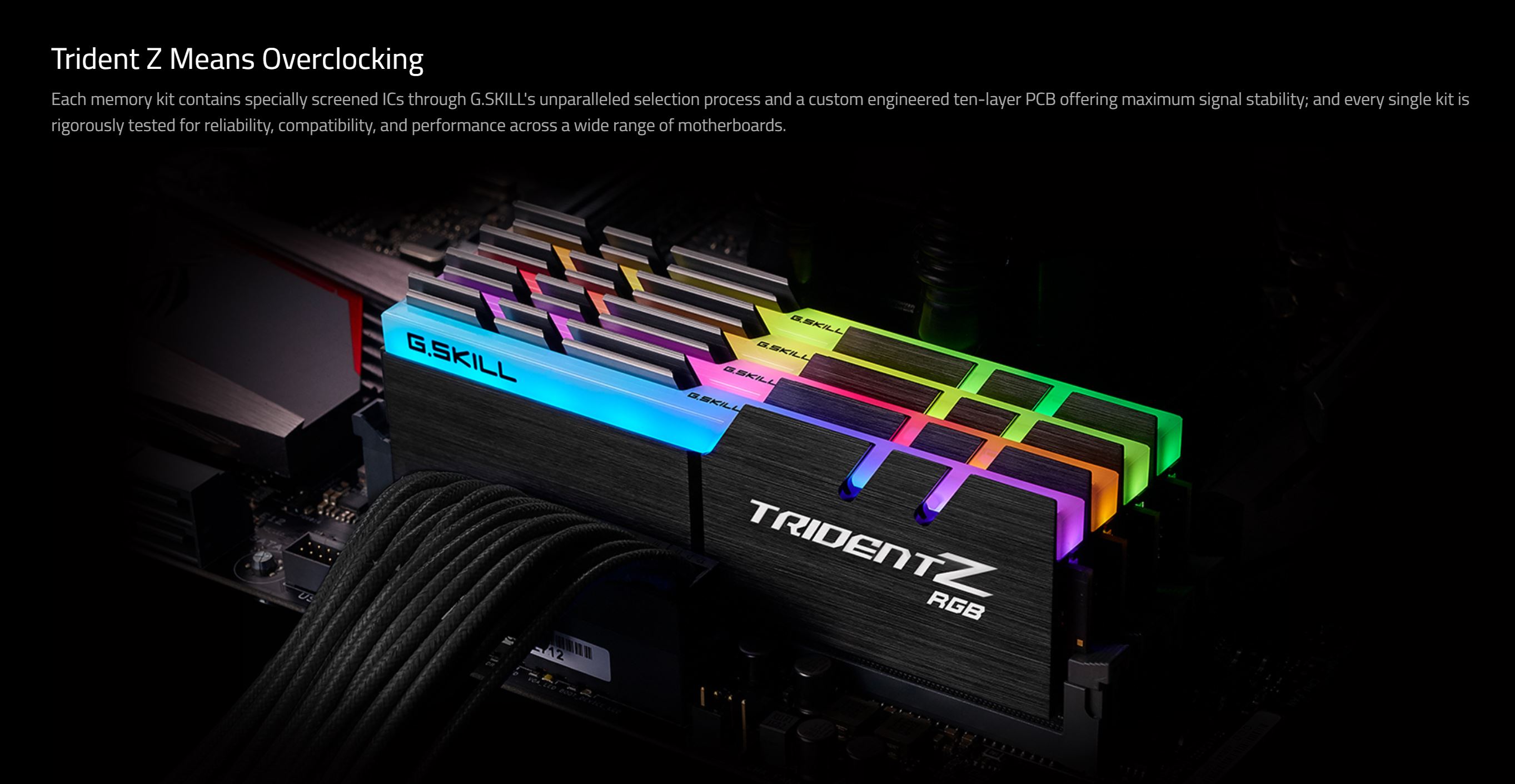 G.Skill 64GB (4x16GB) F4-3200C14Q-64GTZR Trident Z RGB 3200MHz CL14 DDR4 RAM - Black