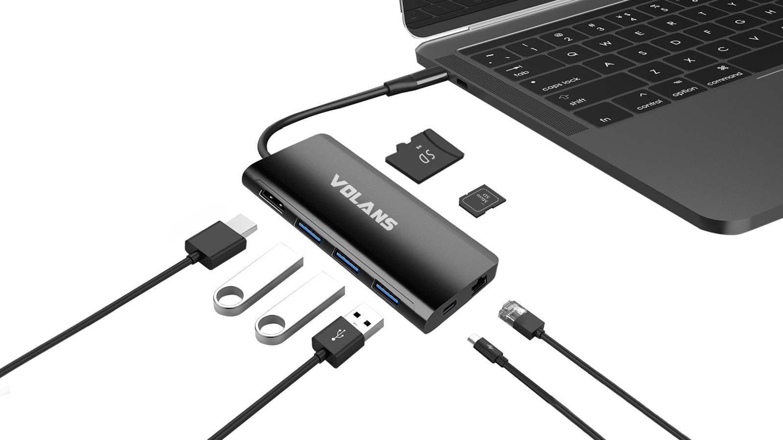 Volans Aluminium USB Type-C Multiport Adapter (VL-UCH3CLR)