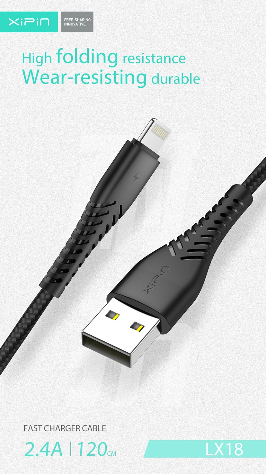 Xipin 1.2m USB A to Micro USB Charging Cable
