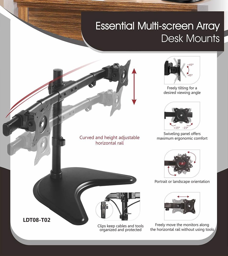 Brateck Horizontal Dual Screen Monitor Stand (LDT08-T02)