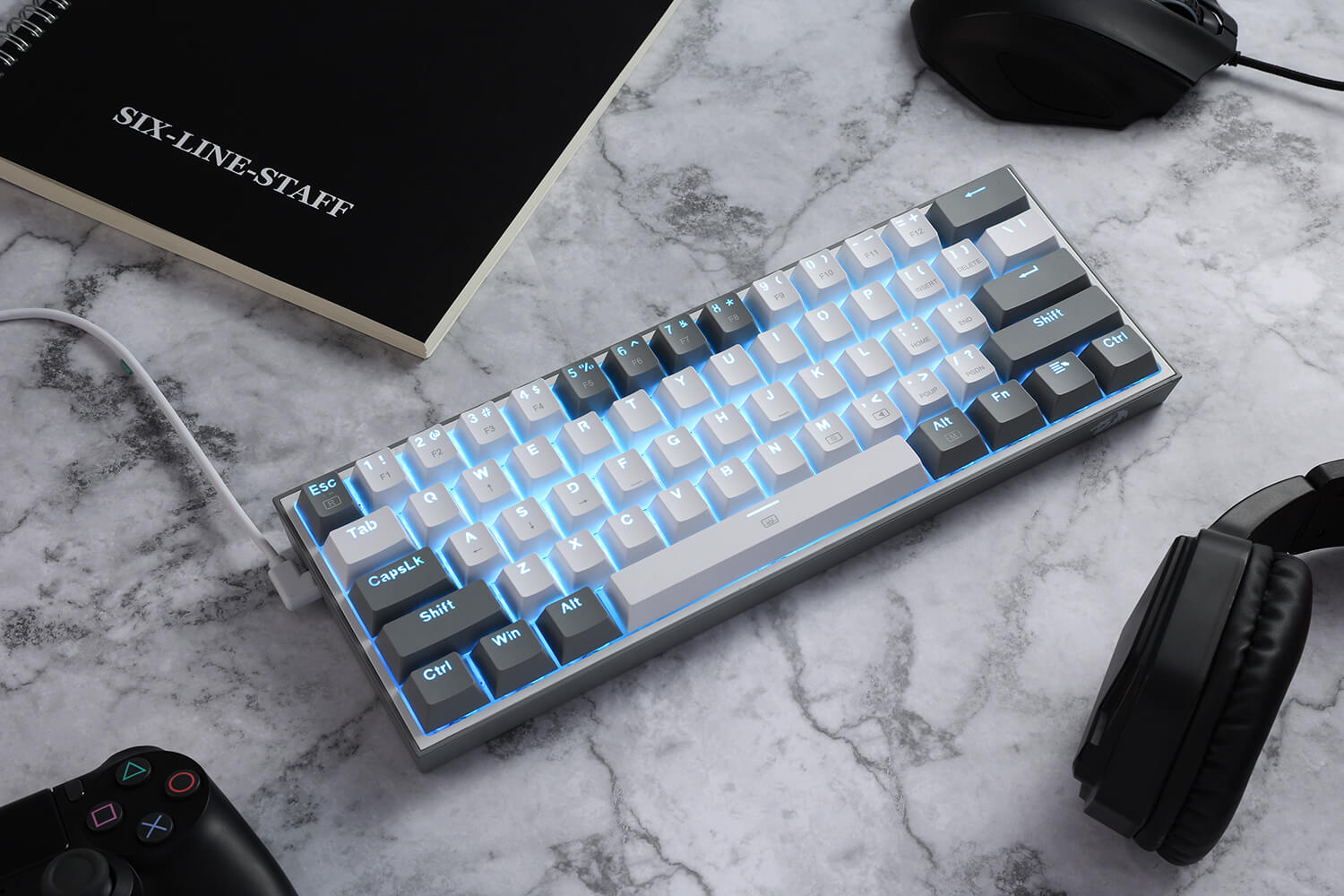 61 Keys Compact Mechanical Keyboard wWhite and Grey.JPG