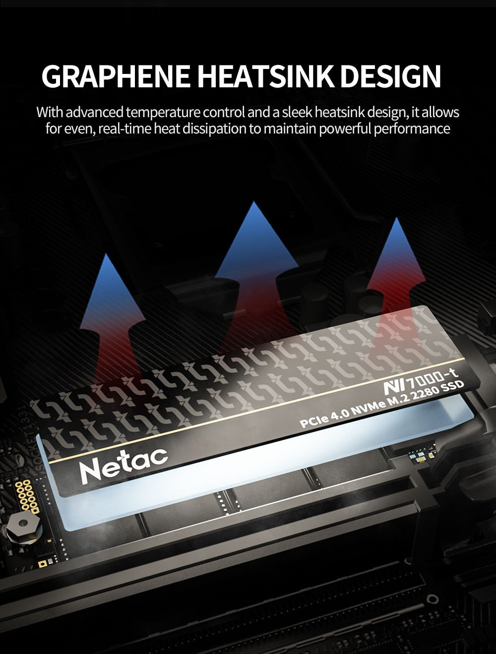 Netac NV7000-t PCIe 4 x4 M.2 2280 NVMe 3D NAND SSD 4TB, R/W up to 7300/6700MB/s, with heat spreader