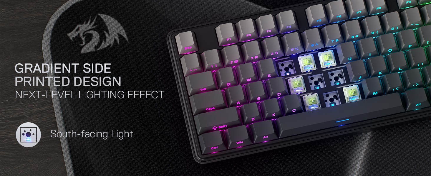 Redragon K707 PRO GB 80% Gasket RGB Gaming 3-Modes Wireless TKL Mechanical Hot-Swap 5-Layer Noise Dampening Keyboard, Mint Mambo Switch