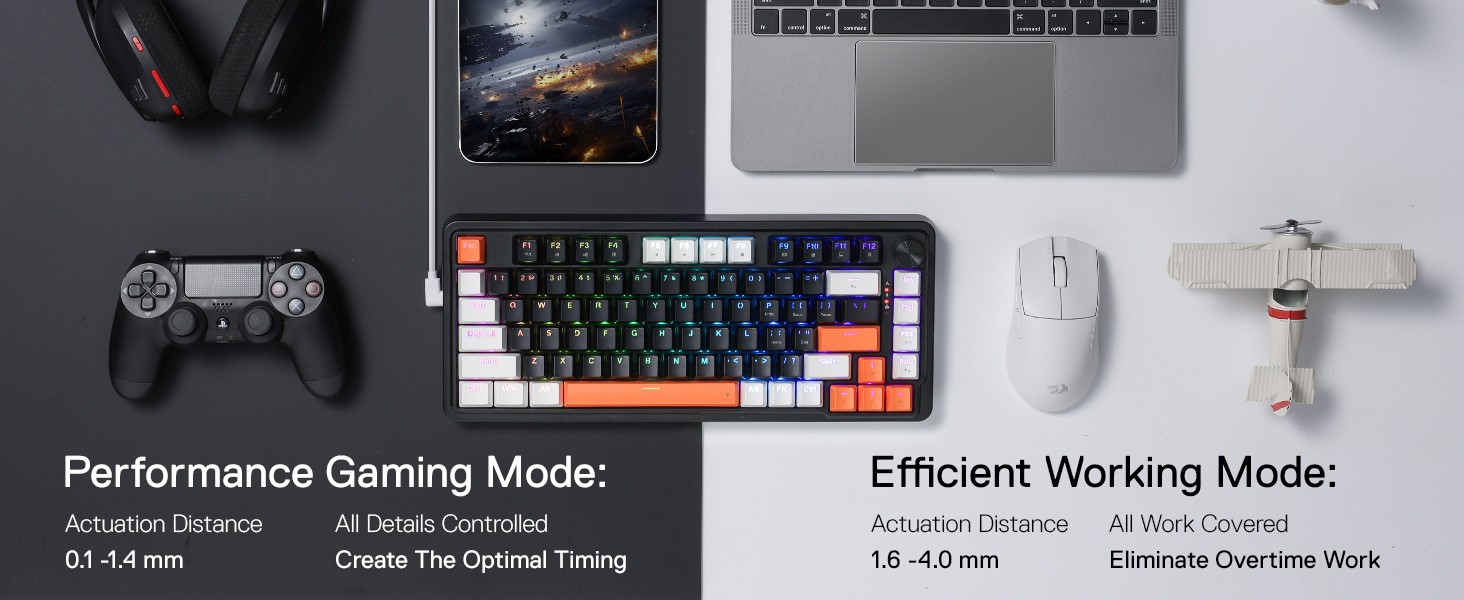 Redragon K714 Rapid Trigger HE Gaming 75% 81 Keys Wired Mechanical Keyboard,Magnetic Switch, Actuation Point Adjustable, 8K Hz Polling Rate