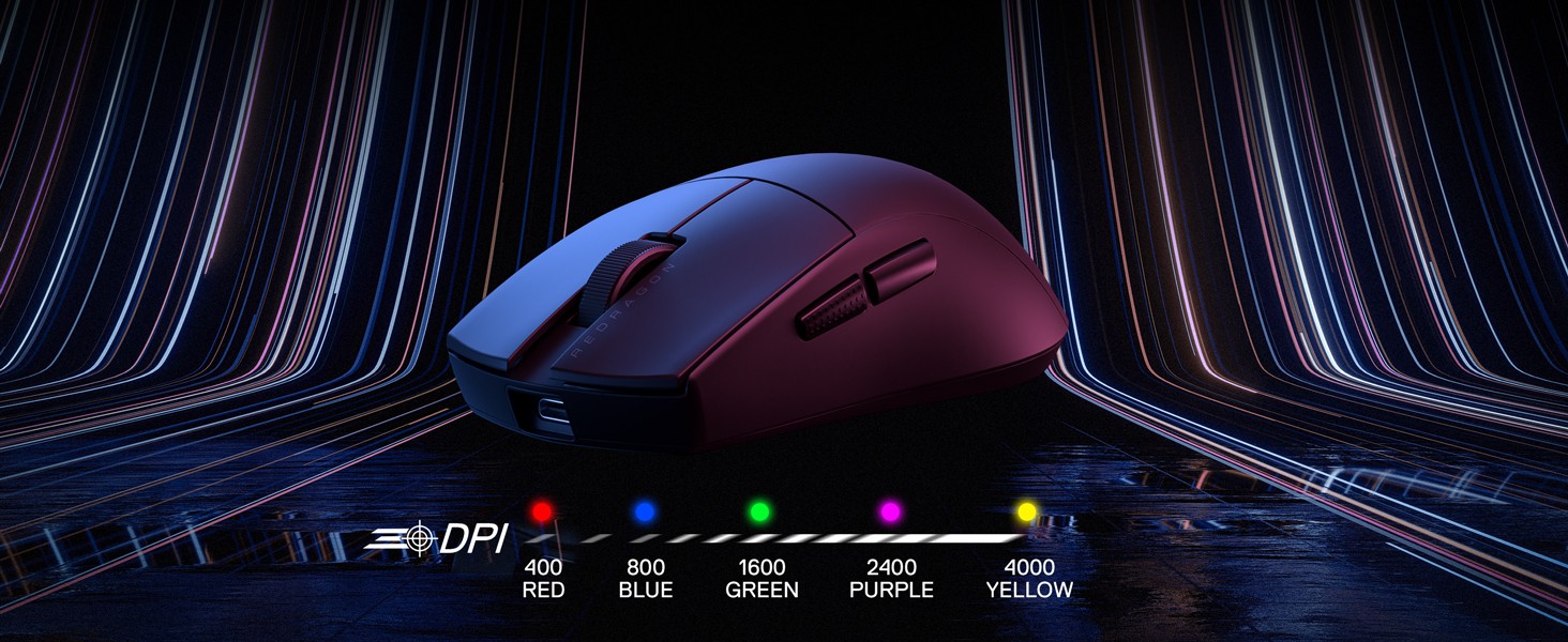 Redragon M916 LIT Wireless Gaming 49G Ultra-Light 8K DPI Ergonomic Natural Grip Build, Full Programmable Buttons Mouse