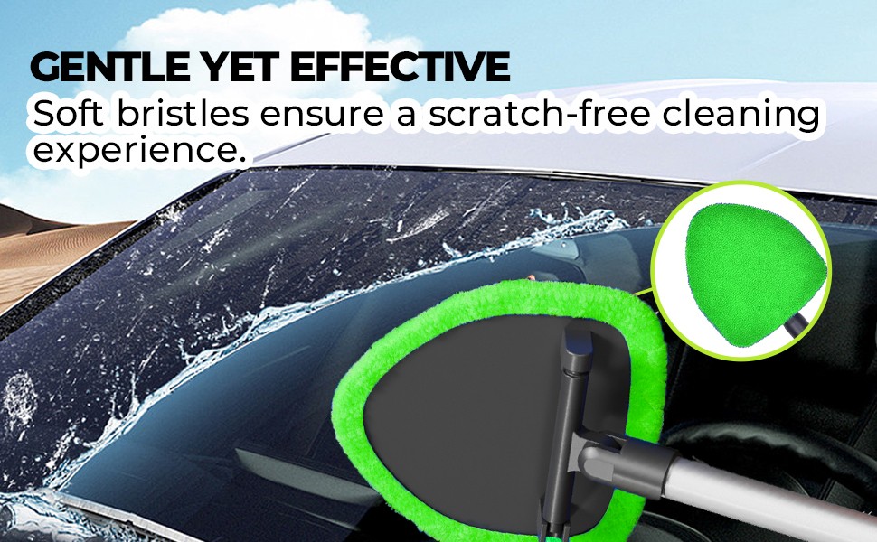 Windshield Cleaner Tool – Car Interior Window Cleaning Kit with Extendable Handle & 4 Microfiber Pads, Auto Wiper Inside Windshield Brush for Car & Ho
