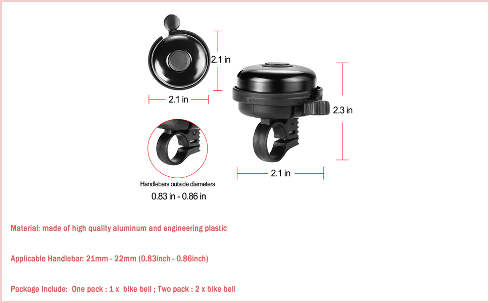 Classic Bike Bell, Aluminum Bicycle Bell, Loud Crisp Clear Sound Bicycle Bike Bell for Adults Kids