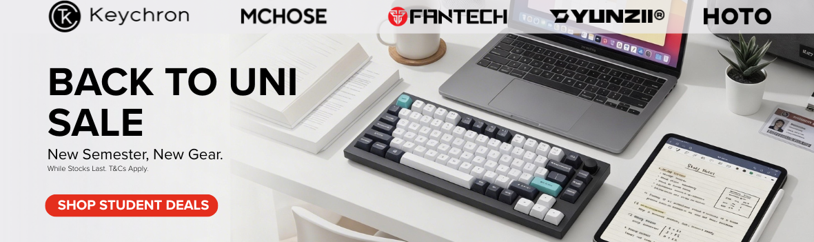 Back To Uni with Fantech, Keytok, Yunzii, Mchose, Hoto, Unitek, and Gamdias.