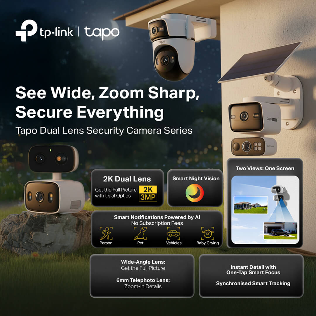 TP-Link Tapo Dual Lens Security Cameras — 2K Outdoor, Solar & AI Detection