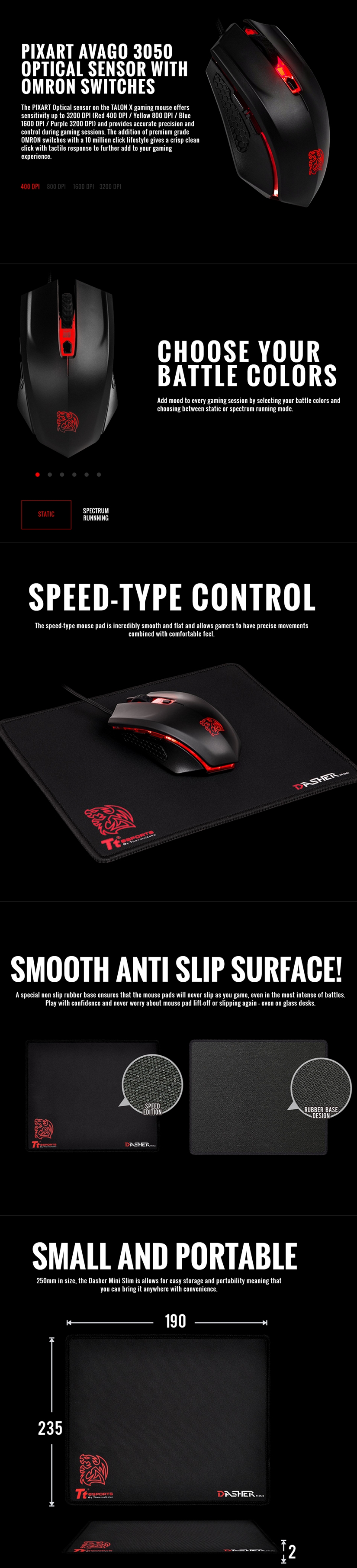 Thermaltake TTeSports Talon X RGB Gaming Mouse and Mousemat Combo (MO-CPC-WDOOBK-01)