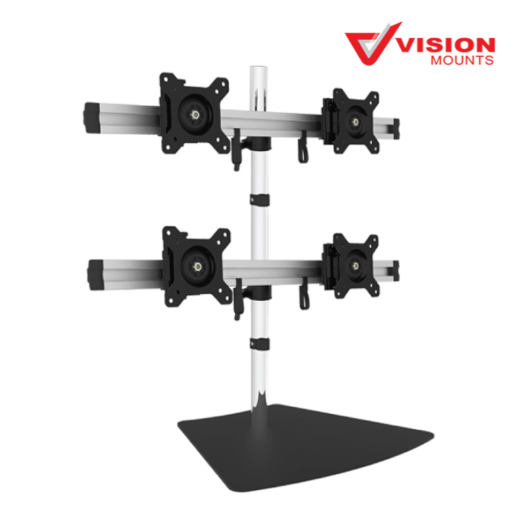 VisionMount VM-MP240S-EX Free Standing Aluminium Four LCD Monitor Support up to 24'