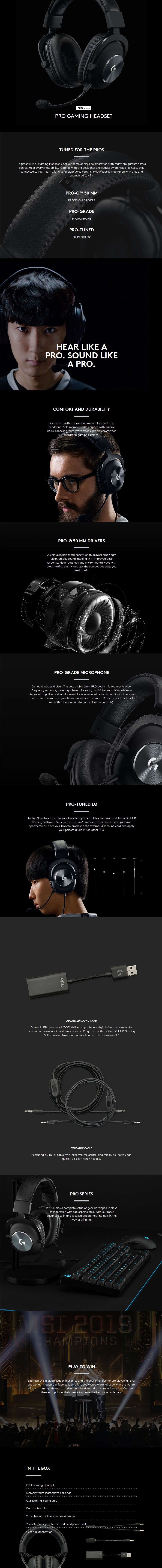 Logitech PRO Gaming Headset with Passive Noise Cancellation