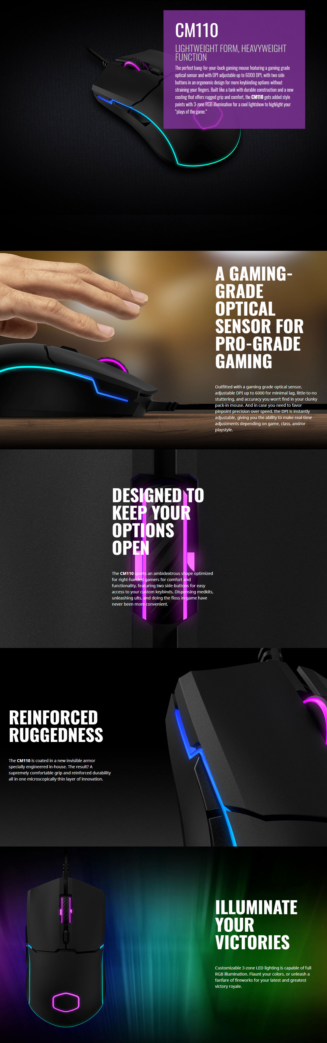 Cooler Master MasterMouse CM110 RGB Gaming Mouse