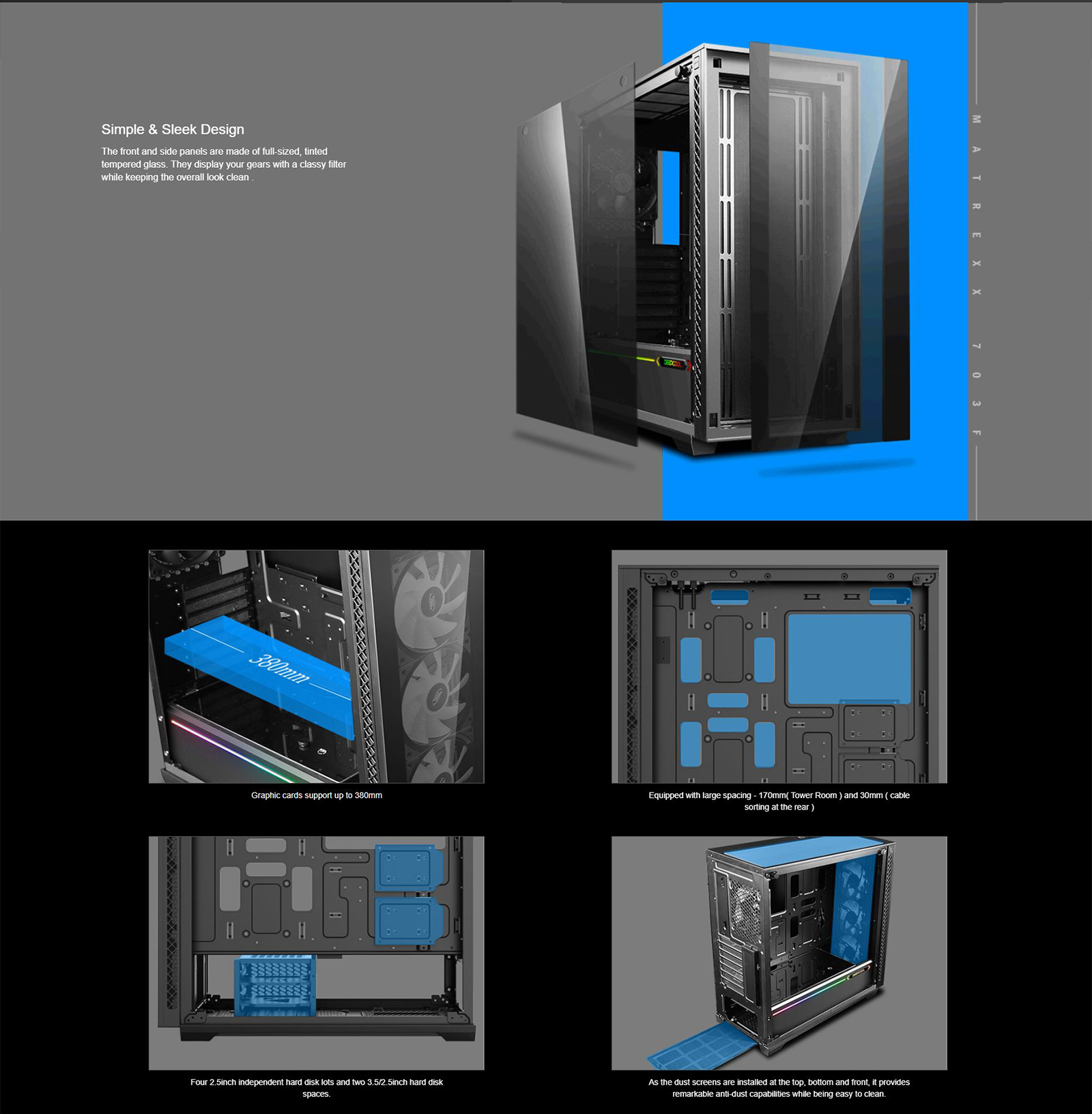 Deepcool Matrexx 70 3F RGB Tempered Glass Mid Tower EATX Case