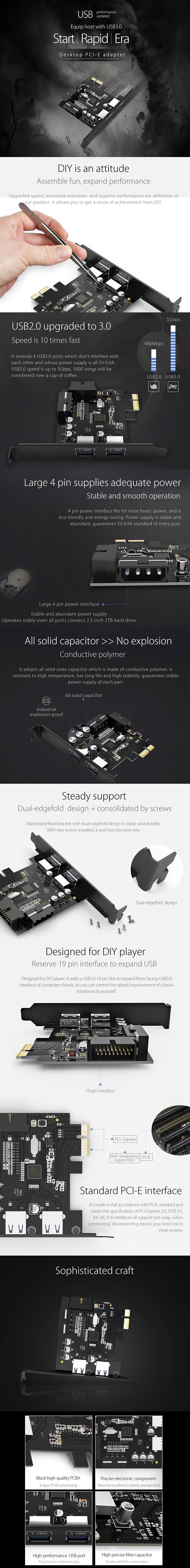Orico 2 Port USB3 PCI-E Expansion Card
