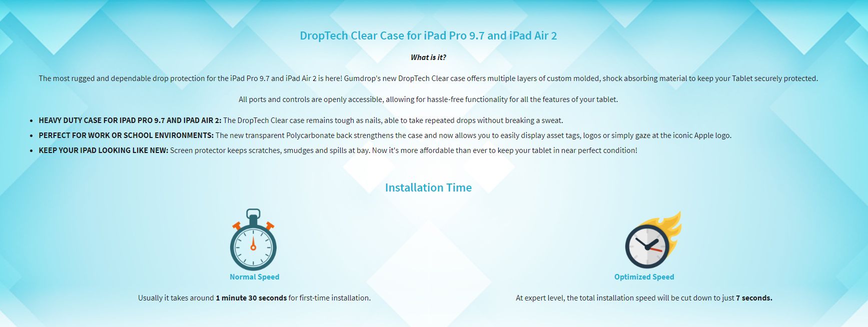 Gumdrop DropTech Clear Rugged iPad 9.7in Case
