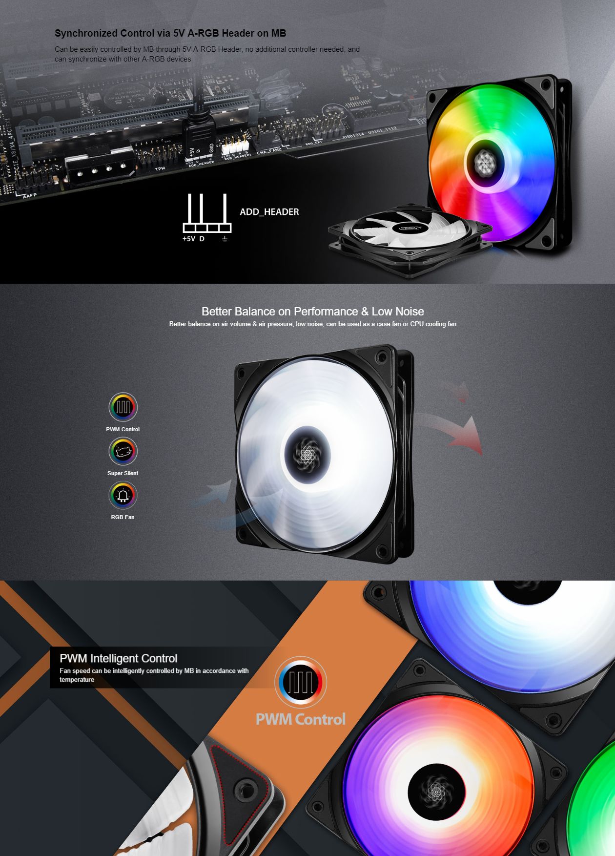 Deepcool CF 120mm RGB PWM Fan (DP-FA-RGB-CF120-1)