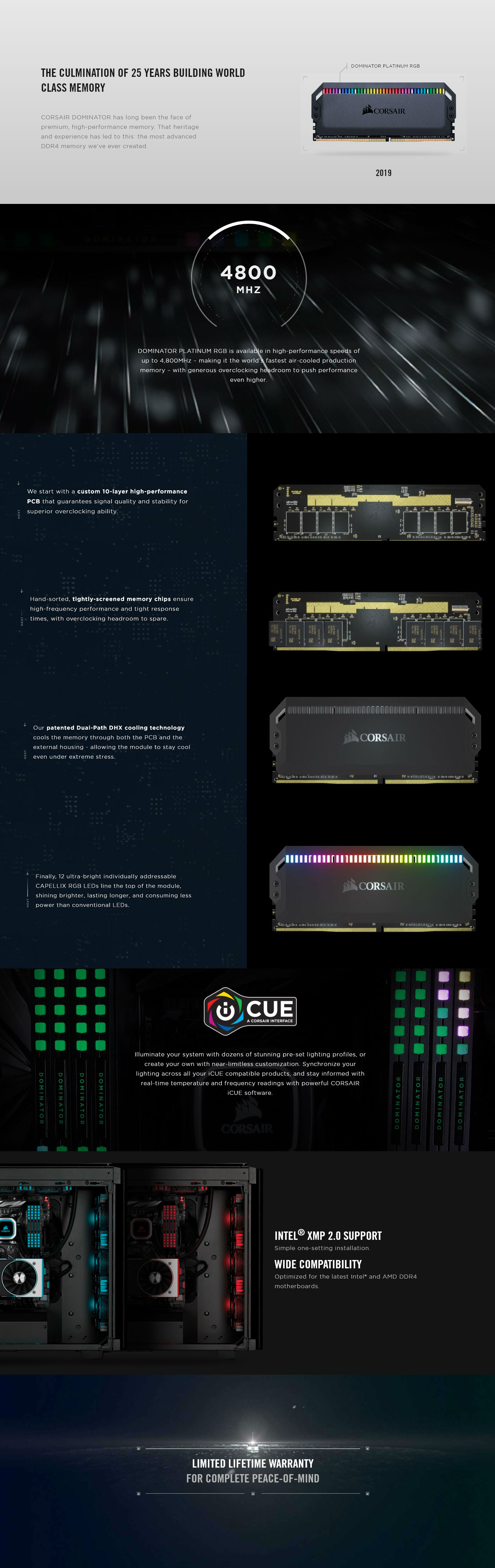 Corsair Dominator Platinum RGB 16GB (2x8GB) 3600MHz DDR4 RAM (CMT16GX4M2C3600C18)