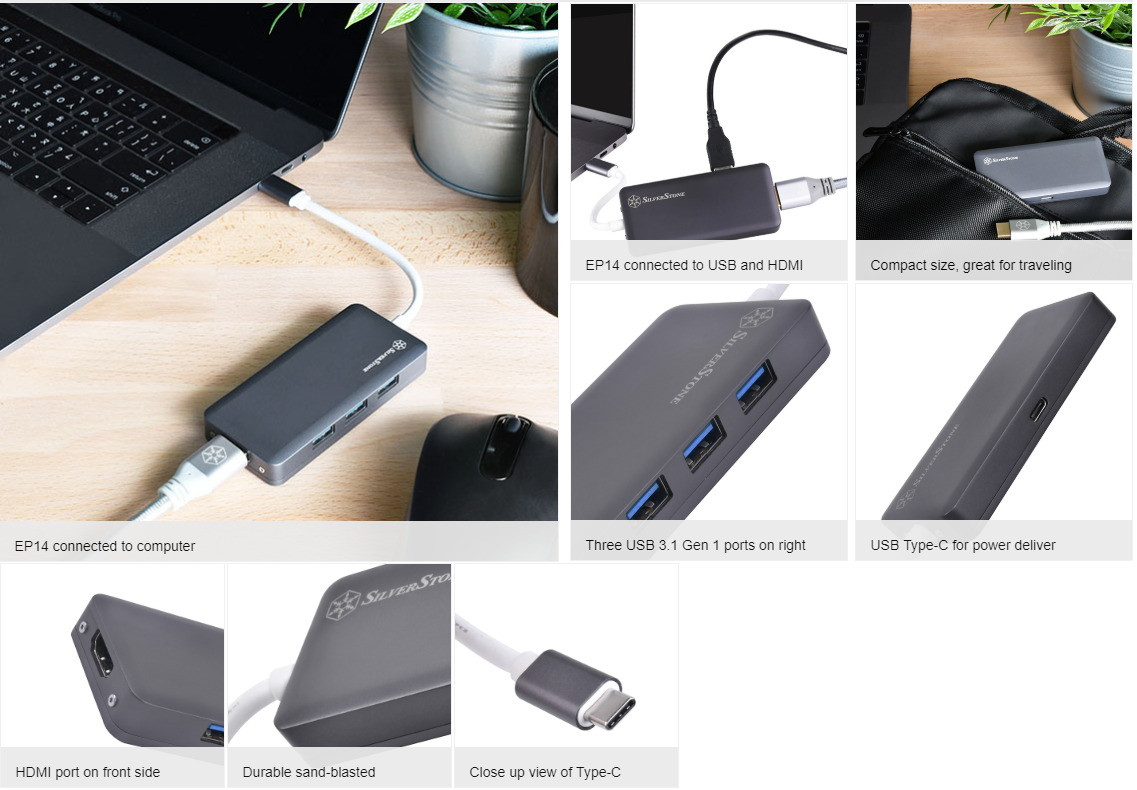 SilverStone EP14C USB Type C Hub with HDMI (SST-EP14C)