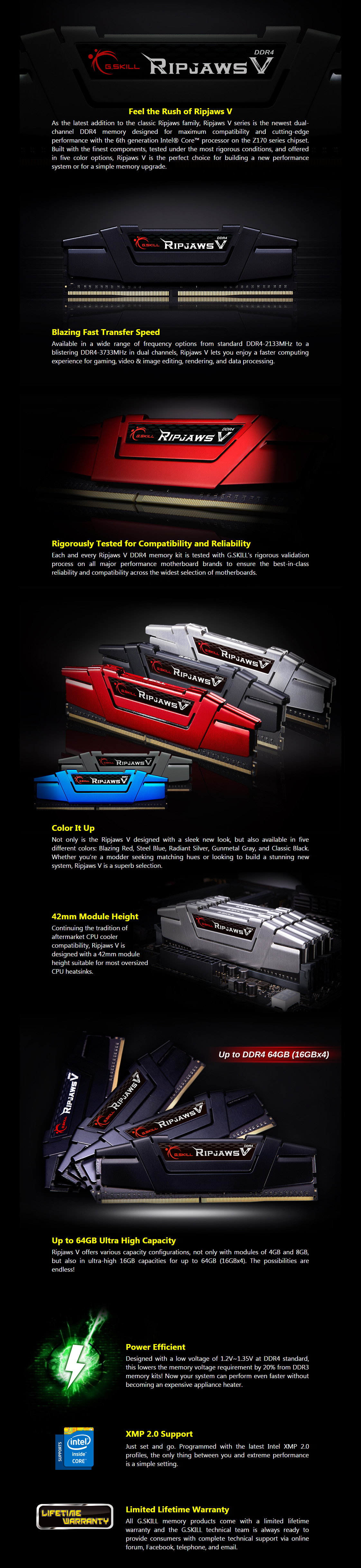 G Skill 32GB (2X16G) F4-3200C16D-32GVK RipJaws V 3200MHz CL16 DDR4 RAM