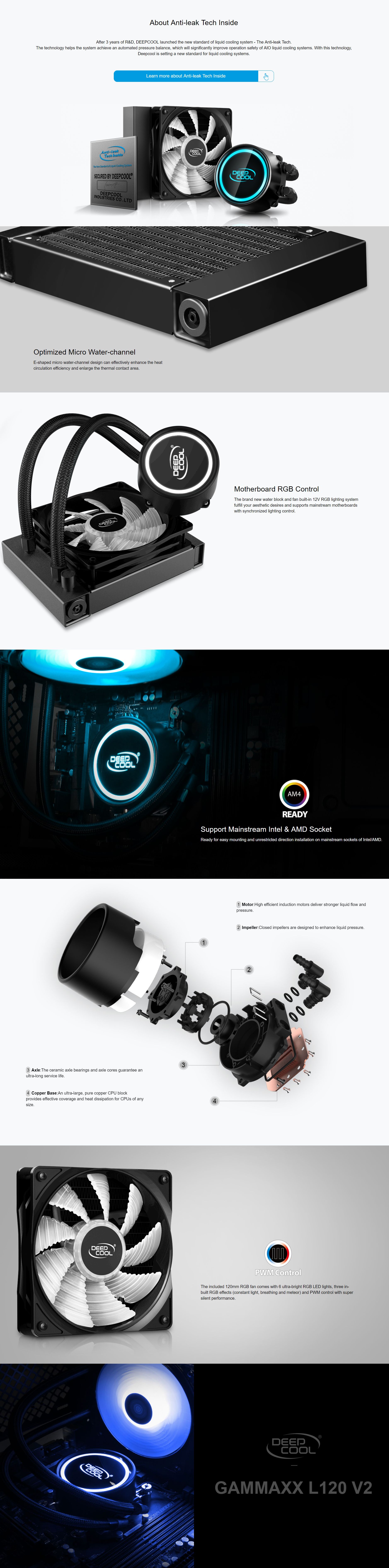 DeepCool Gammaxx L120 RGB V2 Enclosed Liquid Cooling System (DP-H12RF-GL120V2)
