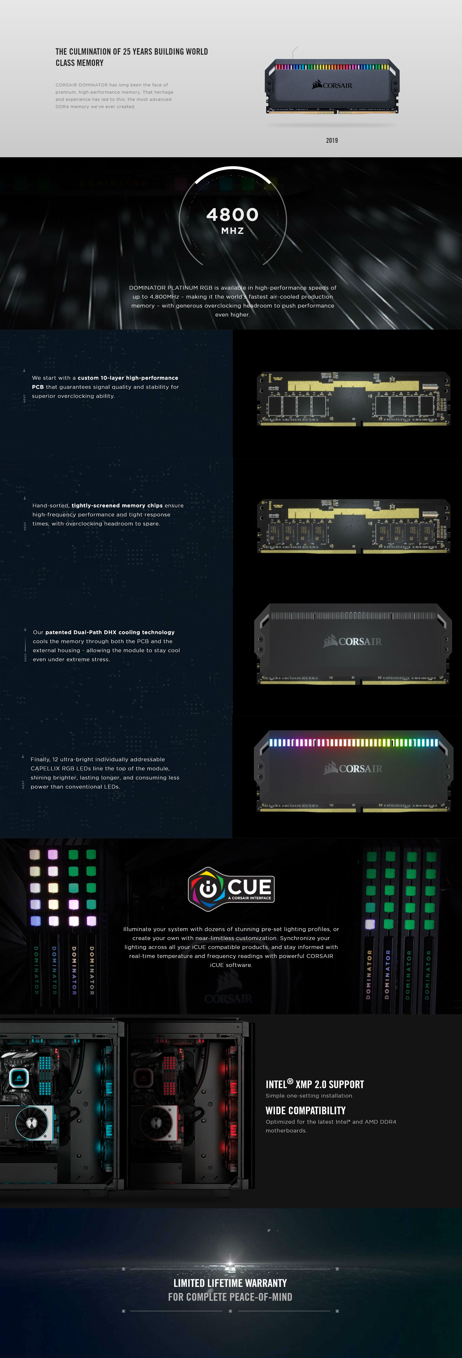 Corsair Dominator Platinum RGB 32GB(4x8GB) 3200MHz DDR4 RAM (CMT32GX4M4Z3200C16)