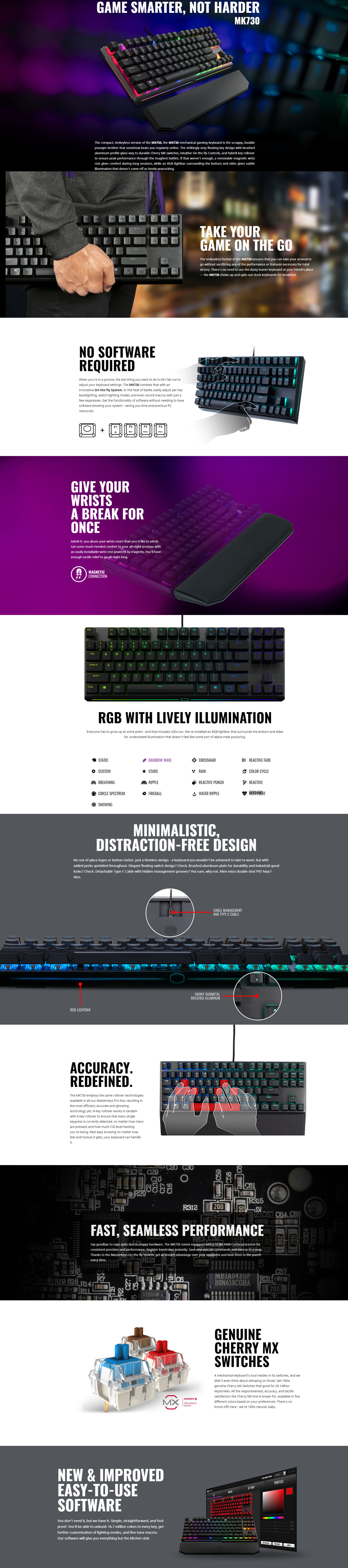 Cooler Master MasterKeys MK730 RGB TKL Mechanical Keyboard - Cherry Blue (MK-730-GKCL1-US)