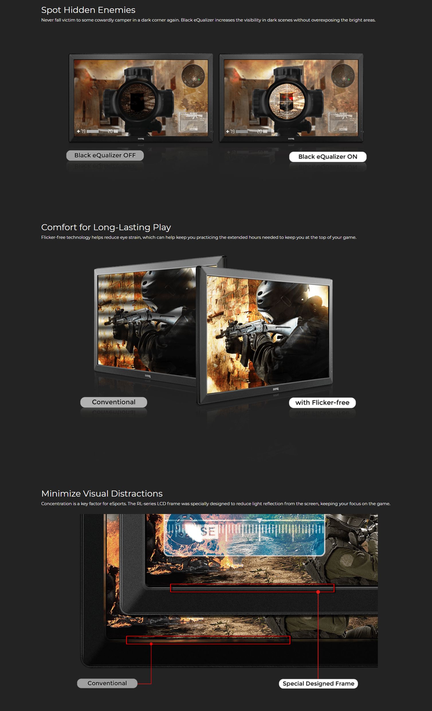 BenQ Zowie 24in FHD LED LCD Console e-Sports Gaming Monitor (RL2455)