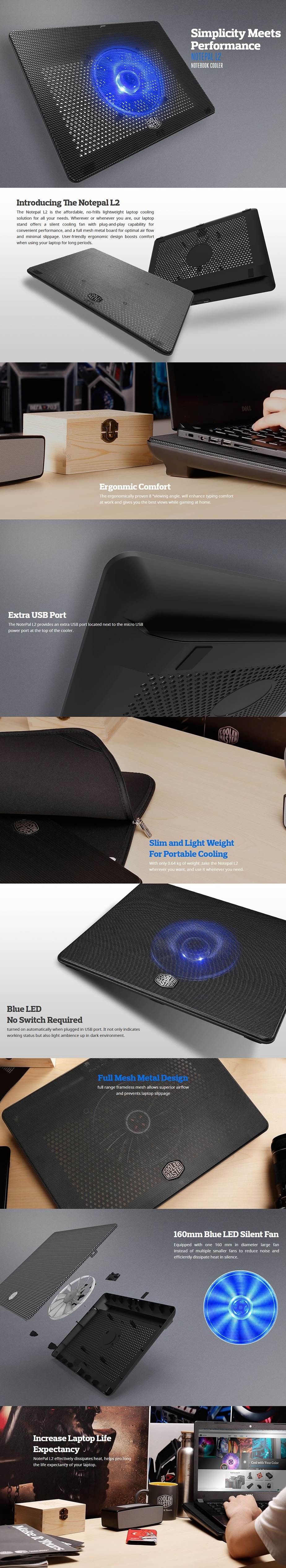 Cooler Master L2 Notebook Cooler Up to 17in (MNW-SWTS-14FN-R1)