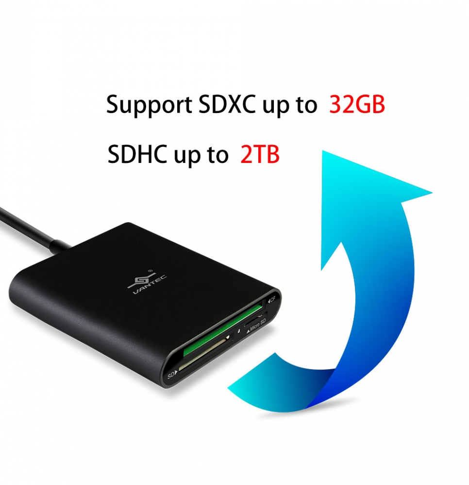 Vantec VLink USB 3.0 External Multi-Card Reader with USB-C Converter