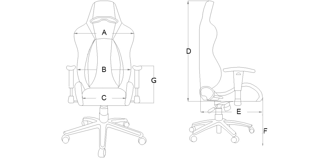 AKRACING Premium V2 Gaming Chair Carbon Black Measurements