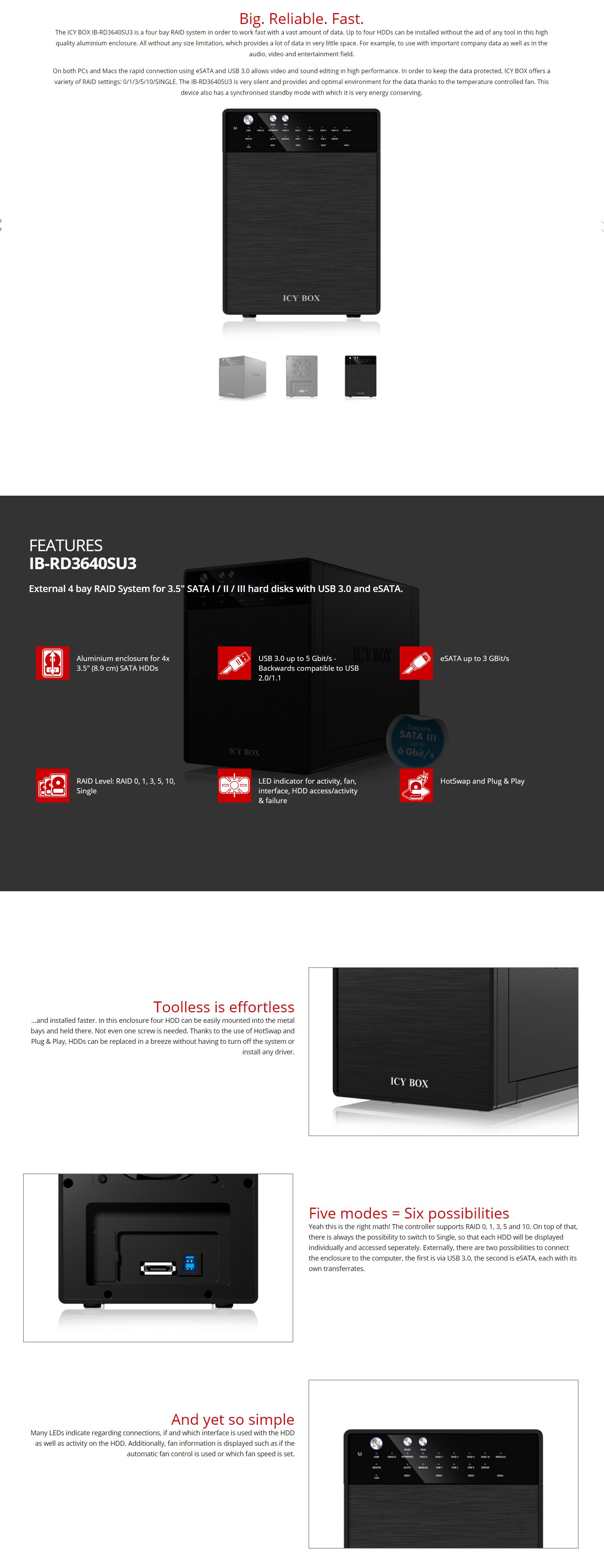 ICY BOX 4 Bay External RAID USB 3.0 System (IB-RD3640SU3)