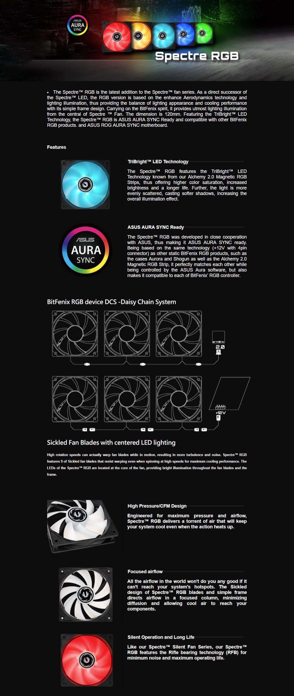 Bitfenix 120mm Spectre RGB 1200RPM Fan