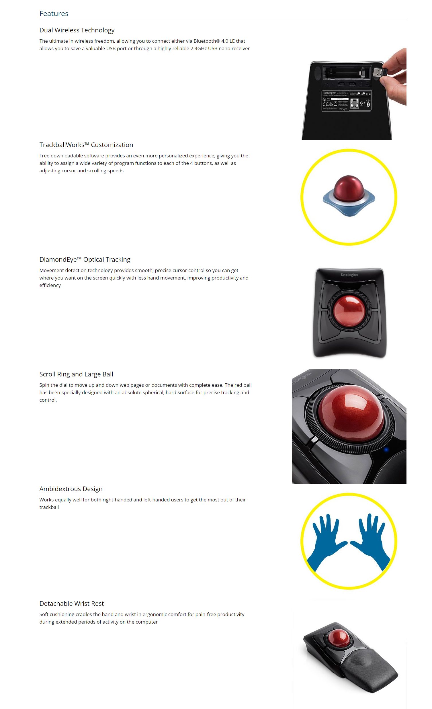 Kensington Expert Wireless Trackball Mouse (K72359WW)