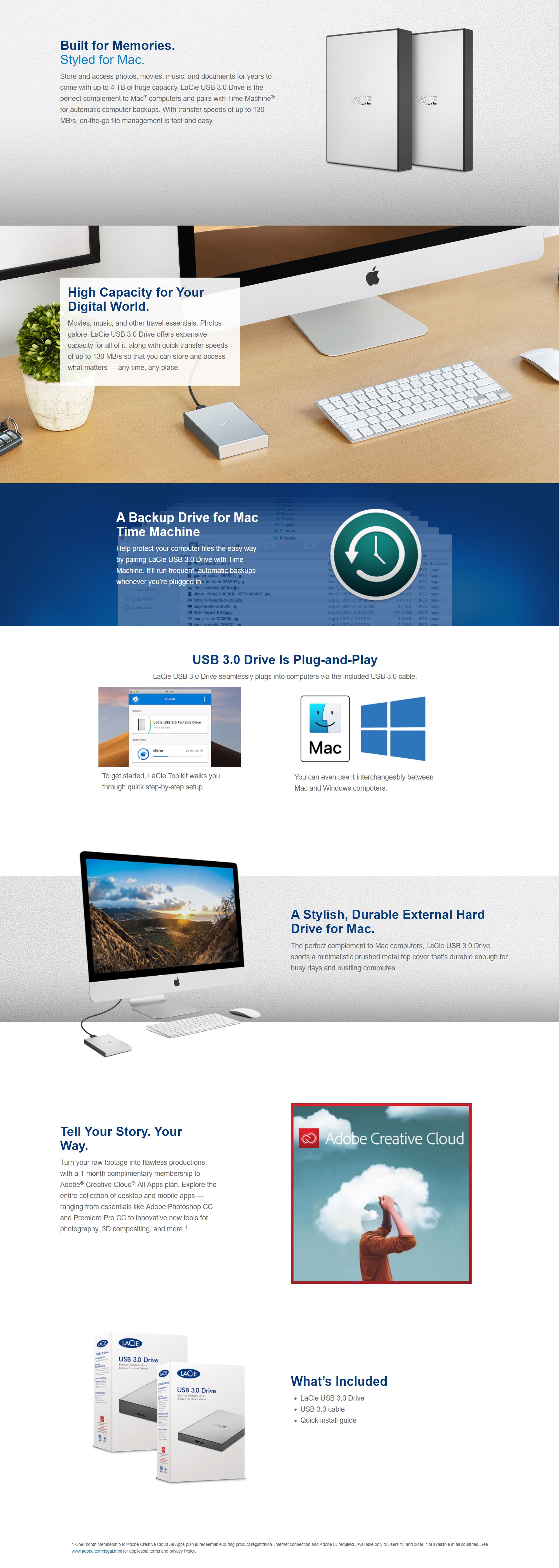 Lacie STHY2000800 2TB USB3.0 2.5 External HDD