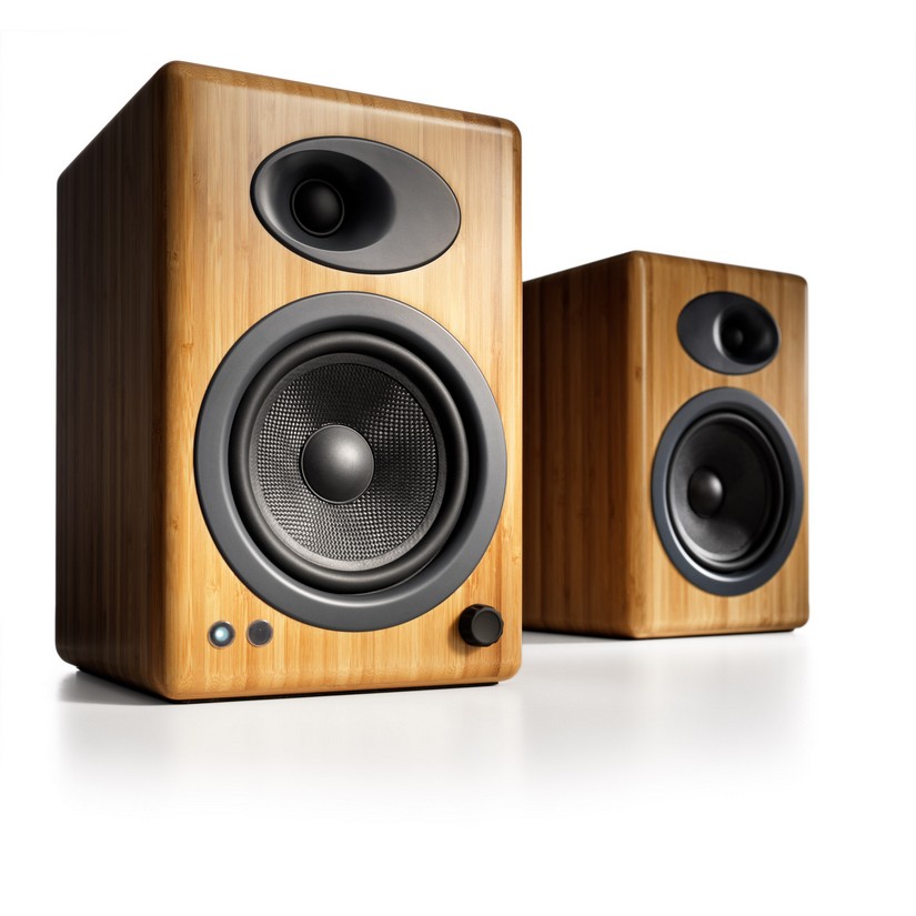 Audioengine 5+ Powered Bookshelf Speakers Pair Solid Bamboo