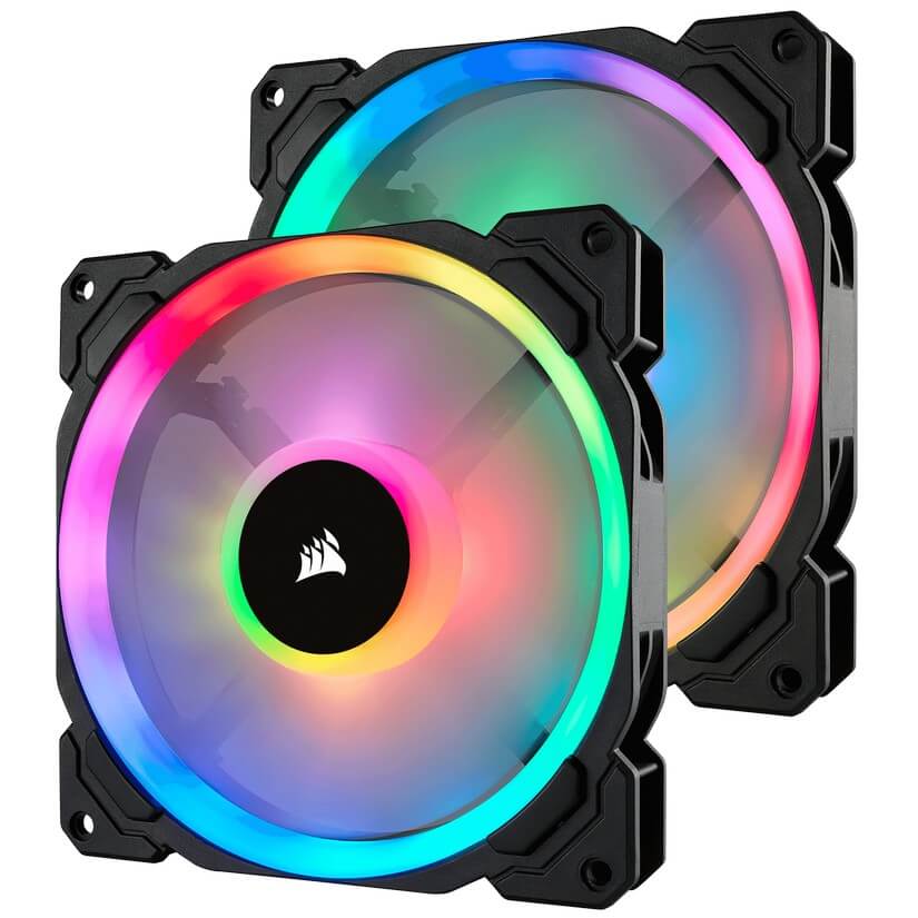 Corsair LL140 Dual Light Loop, Twin Pack 140mm RGB LED PWM Fan with Lighting Node Pro (CO-9050074-WW)