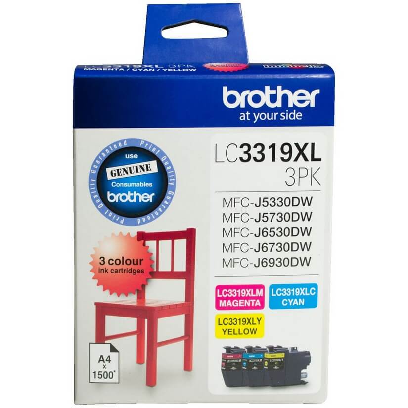 Brother Colour C M Y Value Pack Ink Cartridge (LC-3319XL-3PK)