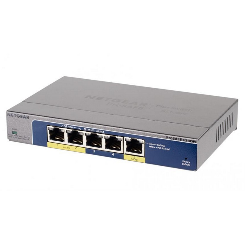 Netgear GS105PE 5 Port Gigabit, 2 Port POE (No Power Adapter)