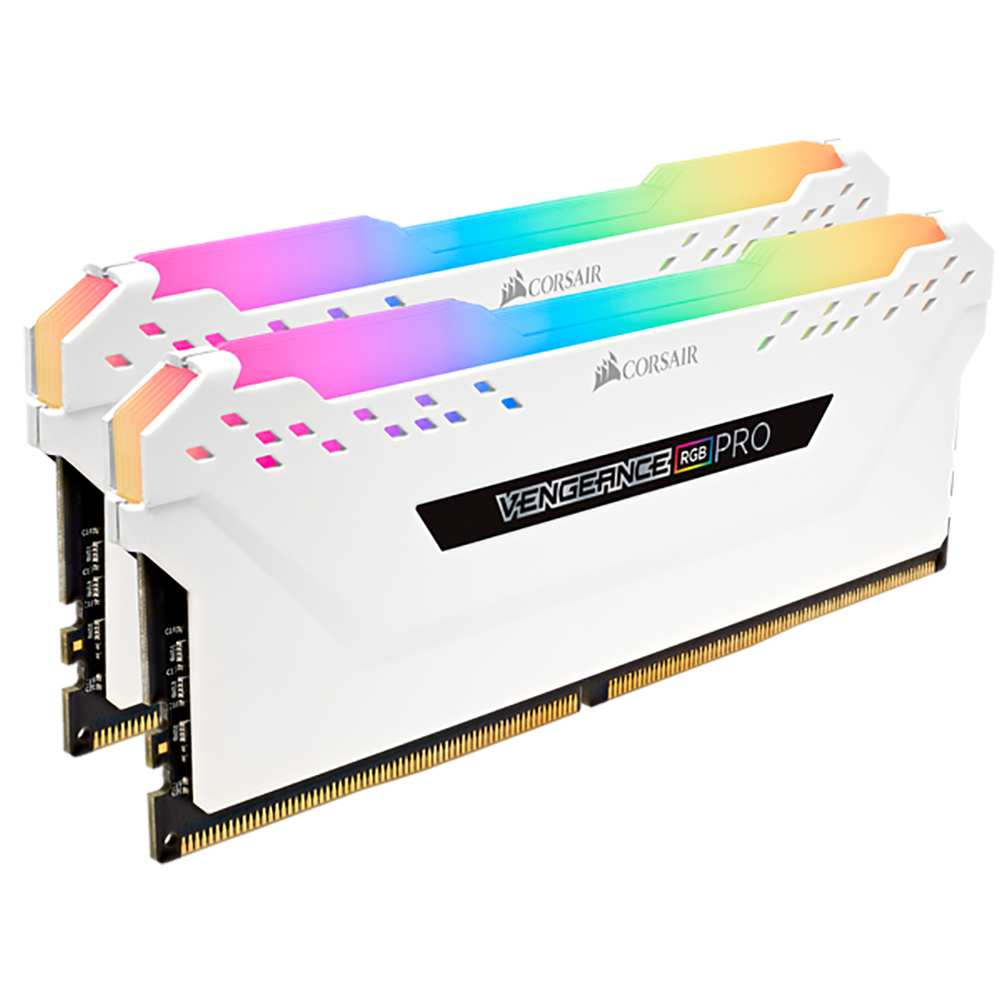 Corsair Vengeance Pro RGB 16GB (2x8GB) C18 3600MHz DDR4 RAM - White (CMW16GX4M2C3600C18W)