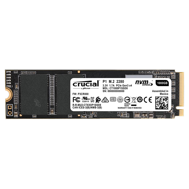 Crucial P1 1TB CT1000P1SSD8 PCIe Gen3 M.2 2280 3D NAND NVMe SSD