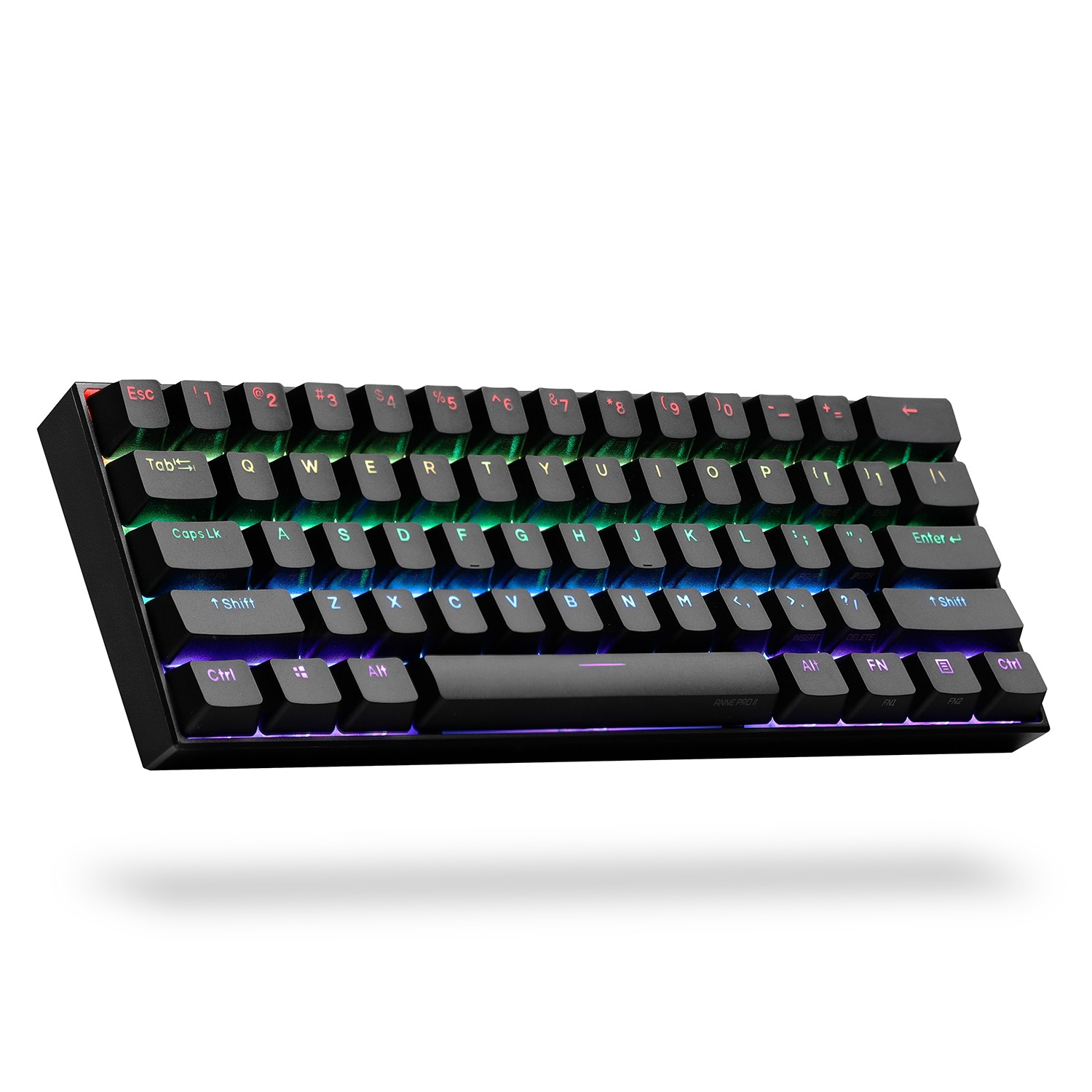 ANNE PRO 2 60% Bluetooth Mechanical Keyboard, Gateron Red Switch, Black Case