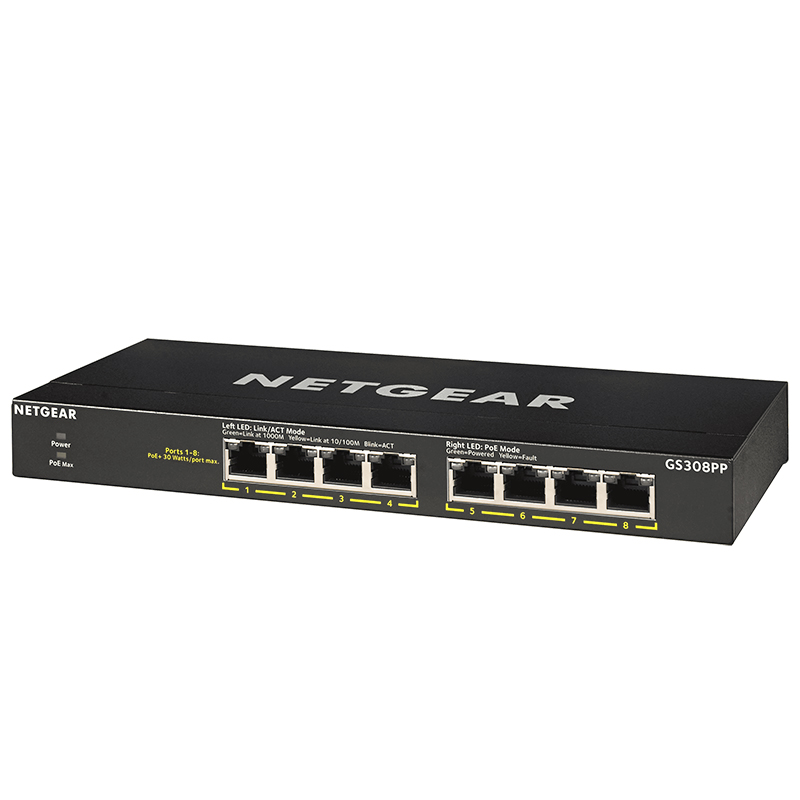 Netgear SOHO 8 Port Gigabit PoE+ Unmanaged Switch (GS308PP)