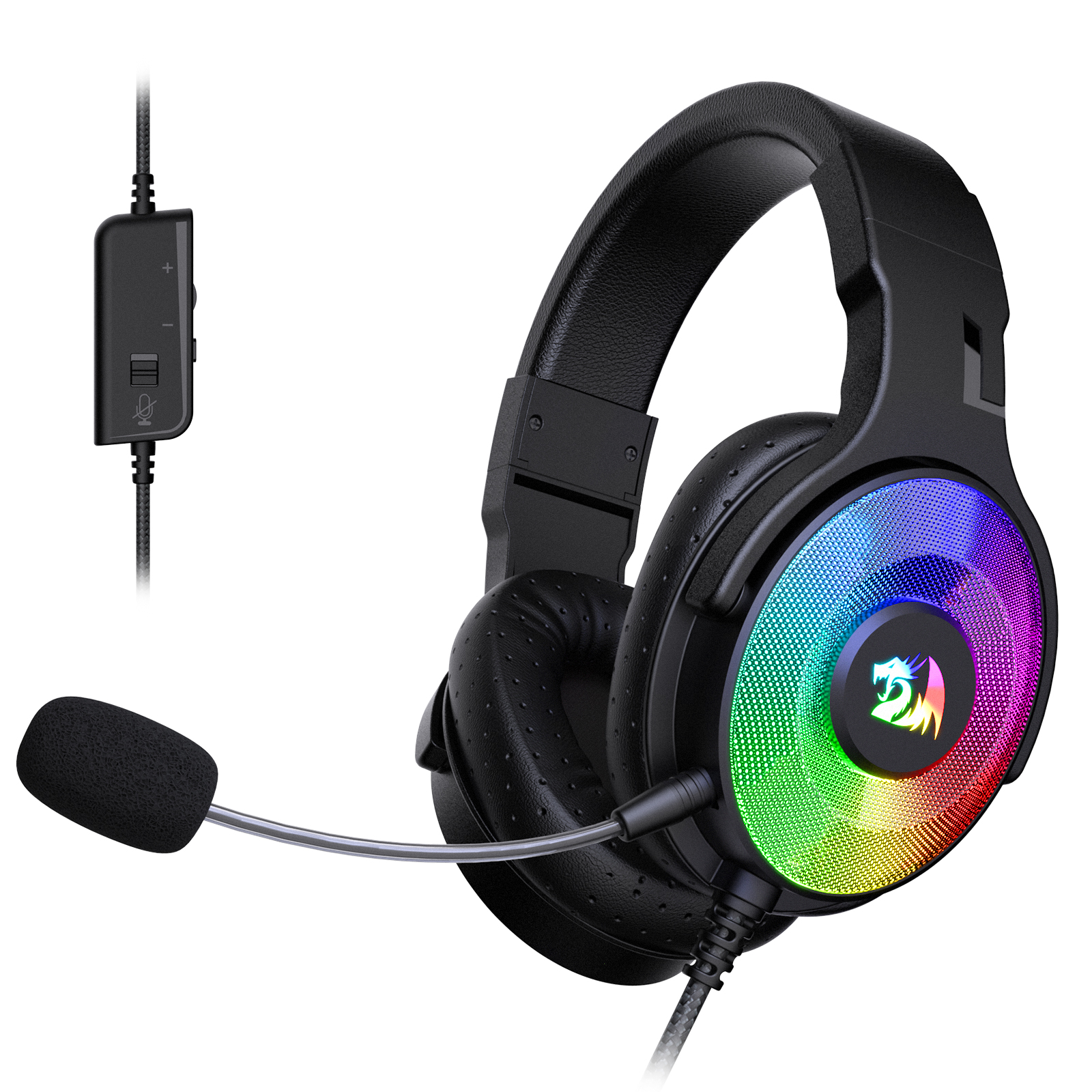 Redragon H350 Pandora RGB Wired Gaming Headset, Dynamic RGB Backlight - Stereo Surround-Sound - 50MM Drivers